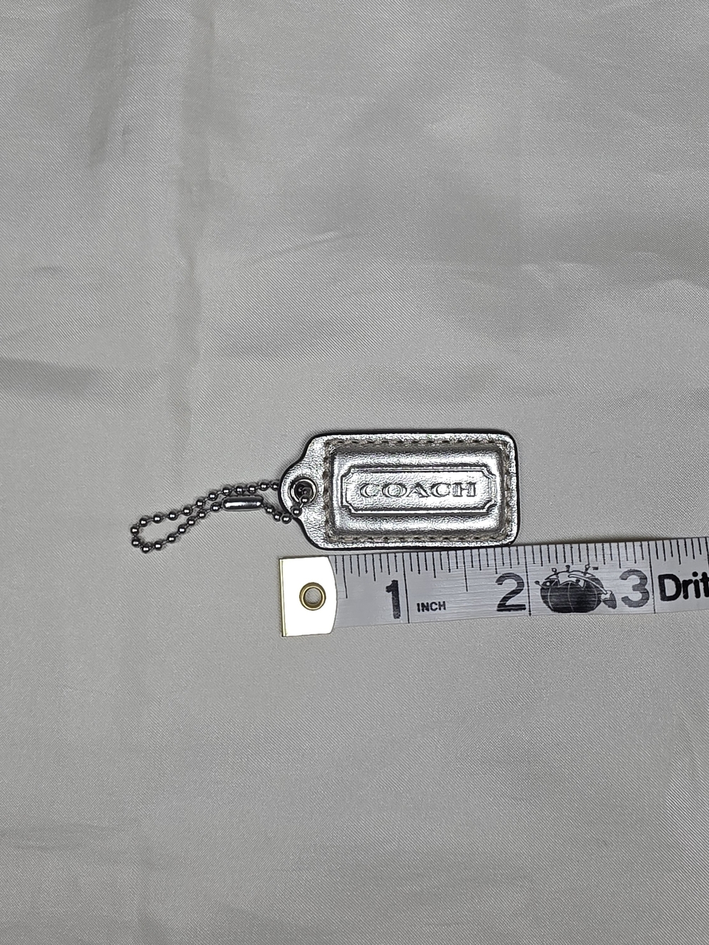 Authentic Vintage Coach Leather Hangtag Replacement Purse Charm Fob - Sliver